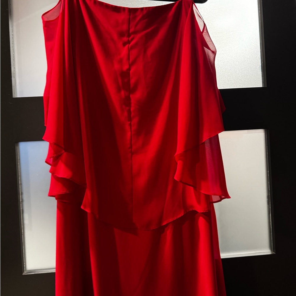 MSK Red Asymmetrical Halter Sundress
